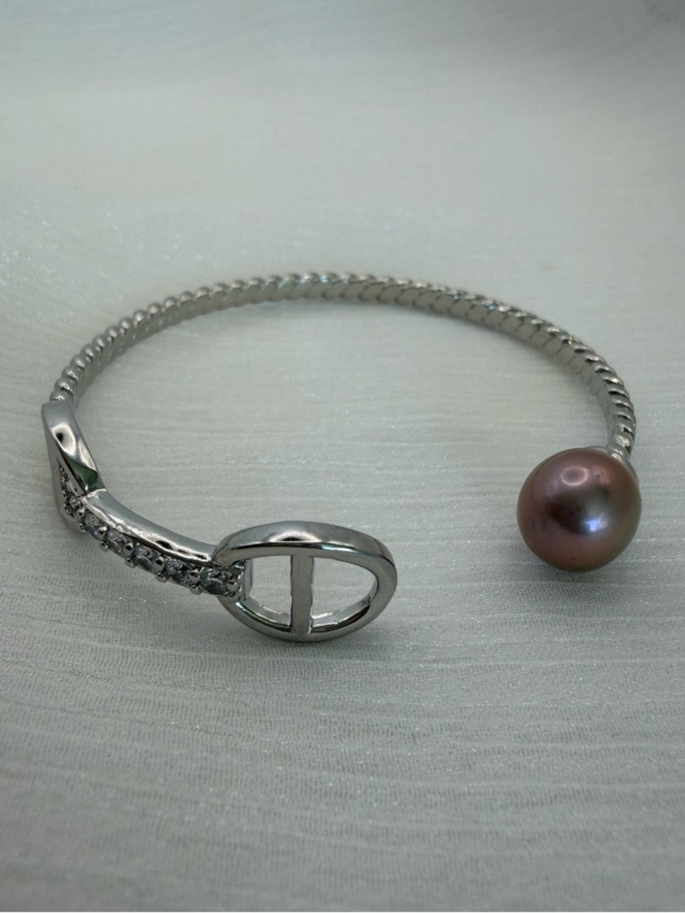 Pavé Mariner Link Edison Pearl Cuff - Picture 2 of 2